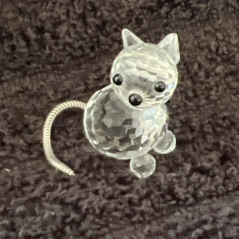Swarovski Crystal Cat Kitty Charm Figurine Flowing Wire Tail RETIRED